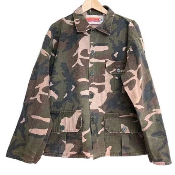 VTG Vintage Winchester 100% Cotton Army Camo Jacket Size‎ Large - Picture 1 of 4